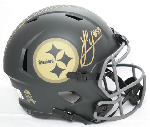 Jack Sawyer Autographed Steelers F/S Salute 2025 Speed Helmet-Beckett W Hologram