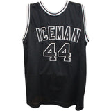 George Gervin Autographed/Signed Pro Style Black Jersey Iceman JSA 43414