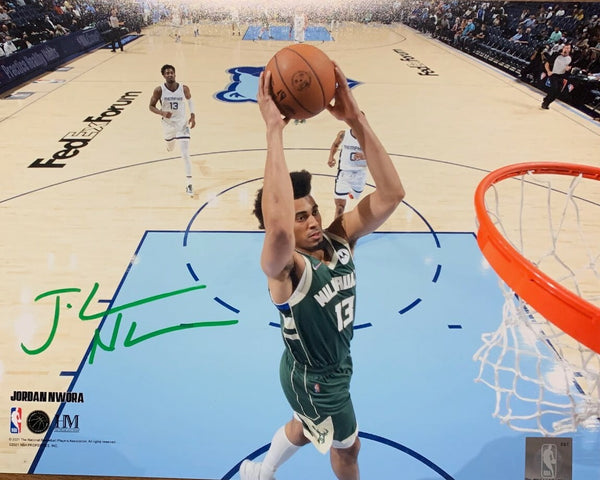 Milw Bucks 2021 NBA Champ JORDAN NWORA Signed 8x10 Photo #3 AUTO