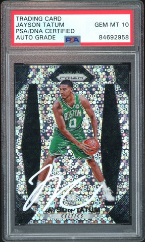 2017 Panini Prizm Fast Break Jayson Tatum RC On Card PSA/DNA Auto GEM MINT 10