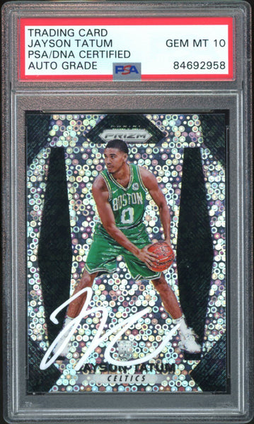 2017 Panini Prizm Fast Break Jayson Tatum RC On Card PSA/DNA Auto GEM MINT 10