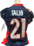 Aqib Talib Autographed Navy Broncos Jersey Inscribed "SB 50 Champs" BAS COA