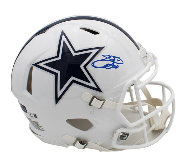 Emmitt Smith Signed Dallas Cowboys Speed Authentic Alternate White NFL Helmet