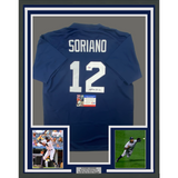 Framed Autographed/Signed Alfonso Soriano 33x42 New York Blue Jersey PSA/DNA COA