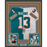 Framed Autographed/Signed Dan Marino 33x42 Miami Split Teal/White Jersey JSA COA