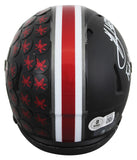 OSU Jack Sawyer "F*** Michigan" Signed Black Speed Mini Helmet W/ Case BAS Wit