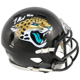 Travis Hunter Autographed Jacksonville Jaguars Mini Helmet Beckett Witness 53353