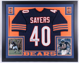 Gale Sayers Signed Bears 35" x 43" Custom Framed Jersey (Beckett) 1965 NFL R.O.Y