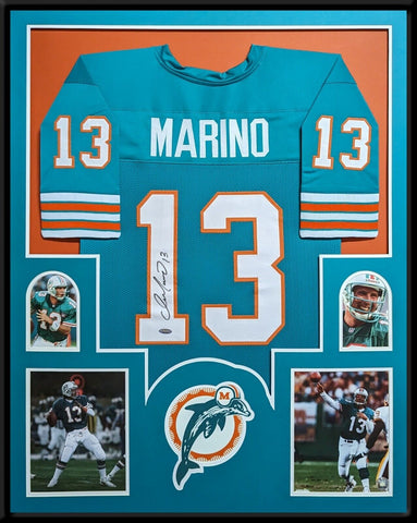 FRAMED MIAMI DOLPHINS DAN MARINO AUTOGRAPHED SIGNED JERSEY TRISTAR HOLO