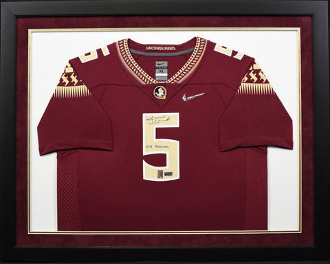 JAMEIS WINSTON SIGNED FLORIDA STATE SEMINOLES NIKE FRAMED JERSEY W/ 2013 HEISMAN
