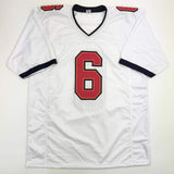 Autographed/Signed Baker Mayfield Tampa Bay White Football Jersey Beckett COA