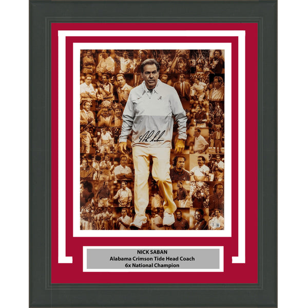 Framed Autographed/Signed Nick Saban Alabama 16x20 Photo PSA/DNA COA