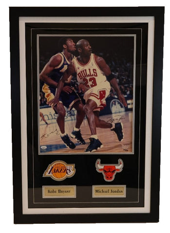 Michael Jordan & Kobe Bryant Duel-Signed 16x20 Deluxe Framed JSA/UDA COA