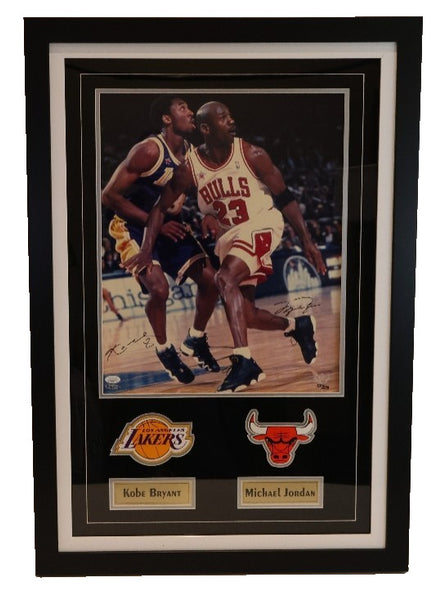 Michael Jordan & Kobe Bryant Duel-Signed 16x20 Deluxe Framed JSA/UDA COA