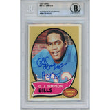 OJ Simpson Autographed 1970 Topps #90 HOF Trading Card Beckett 46493