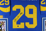 Eric Dickerson Autographed Pro Style Blue XL Framed Jersey 35x43 Beckett 51211