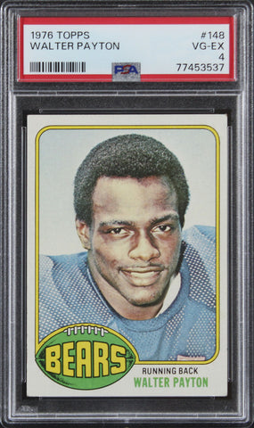 Bears Walter Payton 1976 Topps #148 Rookie Card Graded VG-EX-4 PSA Slabbed