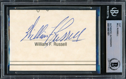 Bill Russell Autographed 2.5x3.5 Cut Signature Celtics Beckett 14861601