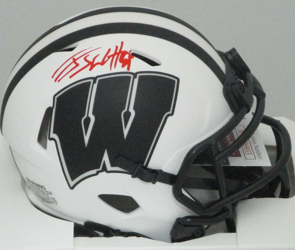 WI Badgers JJ WATT Signed Riddell LUNAR Speed Mini Helmet AUTO - Cardinals JSA