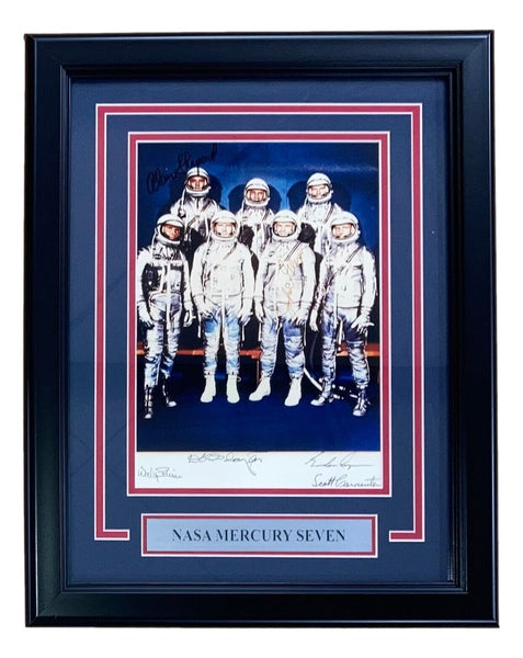 NASA Mercury Seven Signed Framed 8x10 Photo JSA BB80655