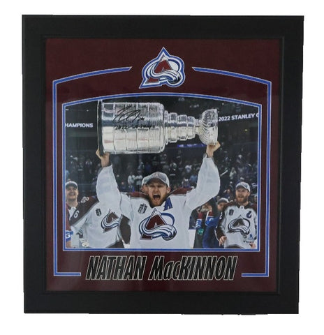 Nathan MacKinnon Autographed/Inscribed "2022 SC Champs" DLX 16x20 Fanatics COA
