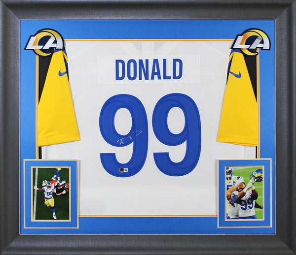 Rams Aaron Donald Authentic Signed White Nike Game Framed Jersey BAS Witnessed