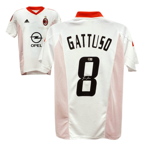 Gennaro Gattuso Signed AC Milan White Soccer Jersey #8 with Beckett COA