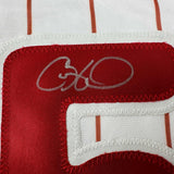 Autographed/Signed Cole Hamels Philadelphia Pinstripe Jersey Beckett COA