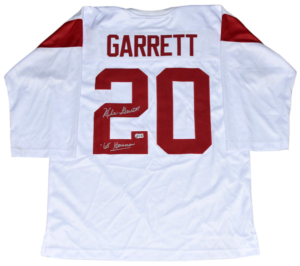 MIKE GARRETT SIGNED USC TROJANS #20 WHITE THROWBACK JERSEY W/ 65 HEISMAN