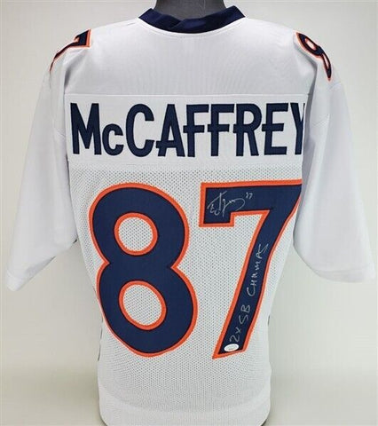 Ed McCaffrey "2x SB Champs" Signed Denver Broncos White Road Jersey (JSA COA) WR