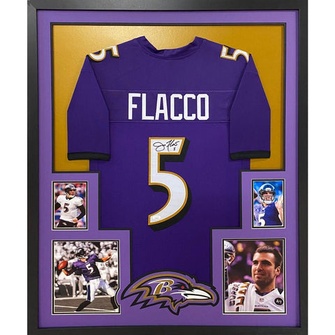 Joe Flacco Autographed Signed Framed Baltimore Ravens Jersey JSA