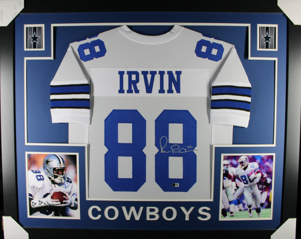 Michael Irvin Autographed Pro Style XL White Framed Jersey 35x43 Beckett 57298