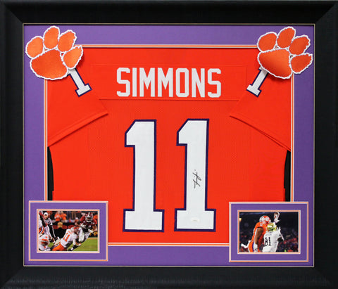 Clemson Isaiah Simmons Signed Orange Pro Style Framed Jersey JSA Witness