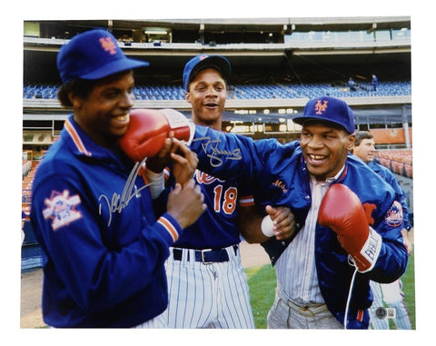 Dwight Gooden & Darryl Strawberry Signed 16x20 Photo (Beckett) w/ Mike Tyson