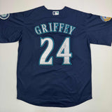 Autographed/Signed Ken Griffey Jr. Seattle Blue Baseball Jersey Beckett BAS COA