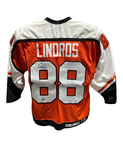 Eric Lindros Signed Philadelphia Flyers Replica Orange Jersey Beckett 42199