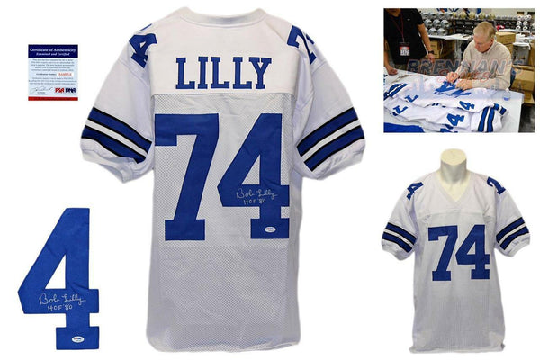 Bob Lilly SIGNED White Jersey - PSA/DNA - Dallas Cowboys Autographed