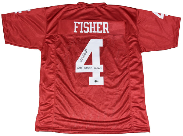 AIDEN FISHER SIGNED INDIANA HOOSIERS #4 CRIMSON JERSEY W/ 2025 NATIONAL CHAMPS