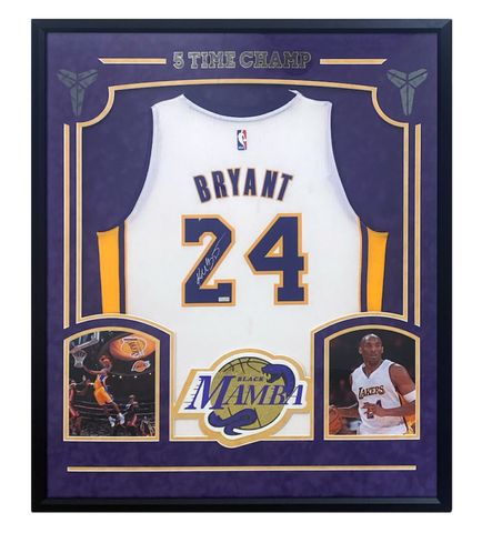Kobe Bryant Autographed Black Mamba Custom Framed Lakers Jersey Panini