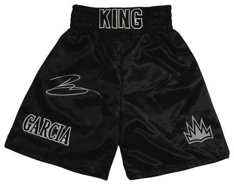 Ryan Garcia Signed King Garcia Black Trim Custom Boxing Trunks- (BECKETT COA)