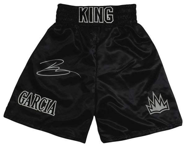 Ryan Garcia Signed King Garcia Black Trim Custom Boxing Trunks- (BECKETT COA)