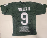 KENNETH WALKER III AUTOGRAPHED SIGNED COLLEGE STYLE CUSTOM XL STAT JERSEY BAS