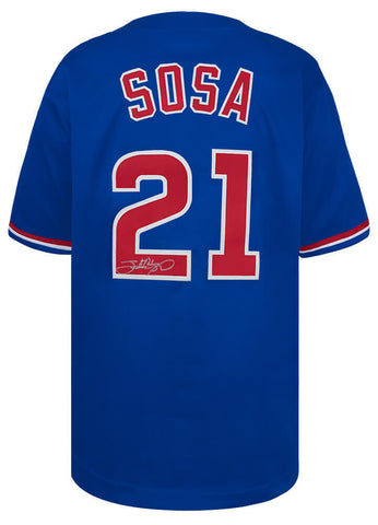 Sammy Sosa (CHICAGO CUBS) Signed Blue Custom Baseball Jersey - (SCHWARTZ COA)