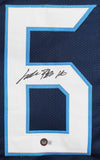 Treylon Burks Authentic Signed Navy Blue Pro Style Jersey BAS Witnessed