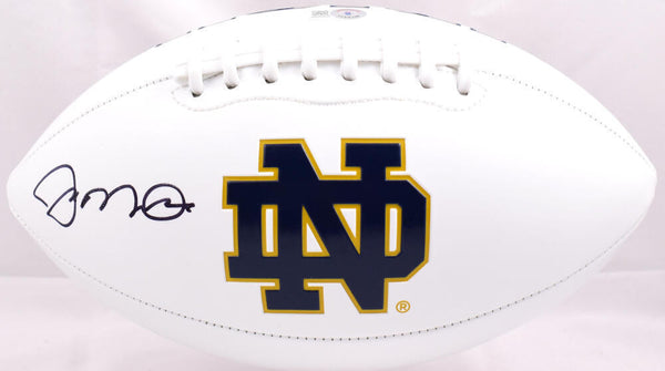 Joe Montana Autographed Notre Dame Fighting Irish Logo Football- Beckett Holo