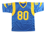 Isaac Bruce St. Louis Signed Throwback Blue Football Jersey BAS