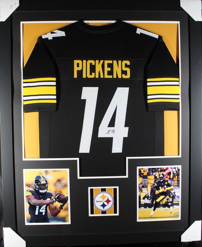 GEORGE PICKENS (Steelers black TOWER) Signed Autographed Framed Jersey JSA