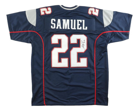 Asante Samuel New England Signed Blue Football Jersey JSA