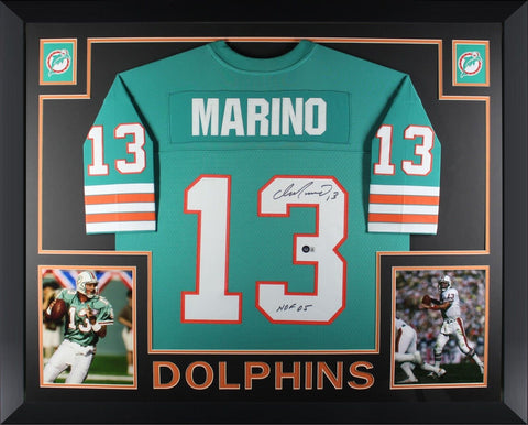 Dan Marino Autographed Miami Dolphins Mitchell Ness Framed Jersey HOF Beckett