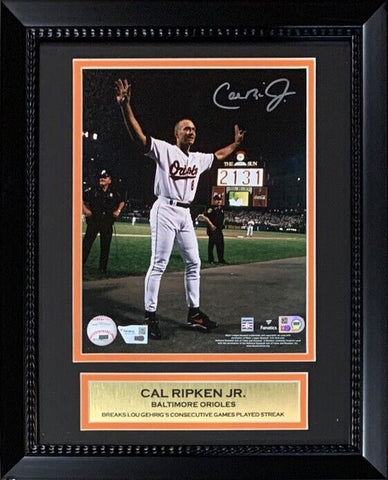 Cal Ripken Jr Autographed 2131 Consecutive Game Framed 8x10 Photo Fanatics COA